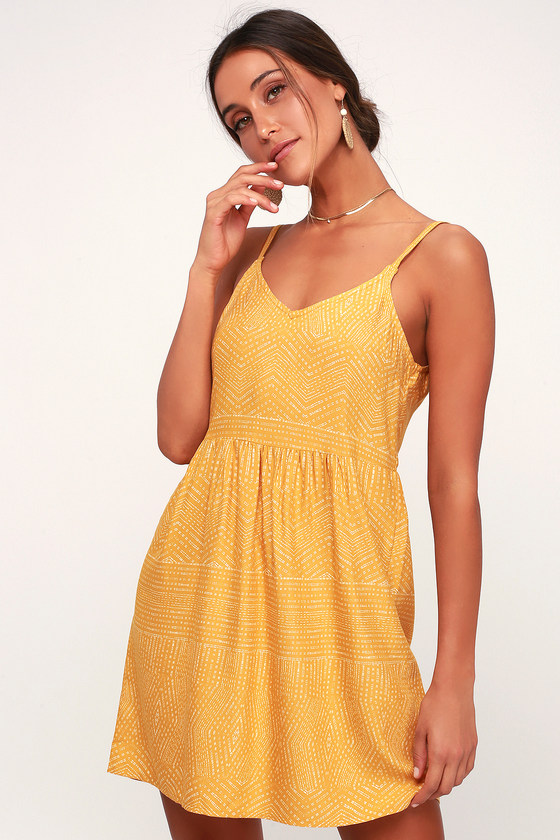 RVCA Nolan - Yellow Print Dress - Toss-On Dress - Sundress - Lulus
