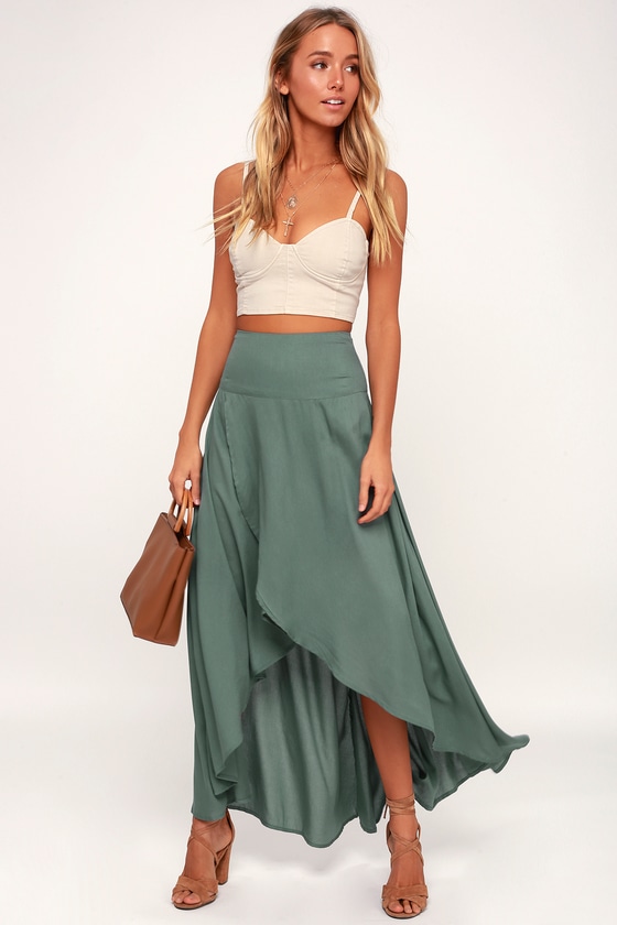 O'Neil Ambrosio Skirt - High-Low Skirt - Maxi Skirt - Green Skirt - Lulus