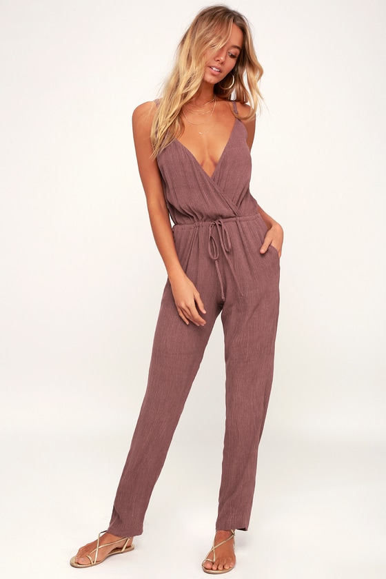 Lucy Love Malibu Ranch - Mauve Surplice Jumpsuit - Cute Jumpsuit - Lulus