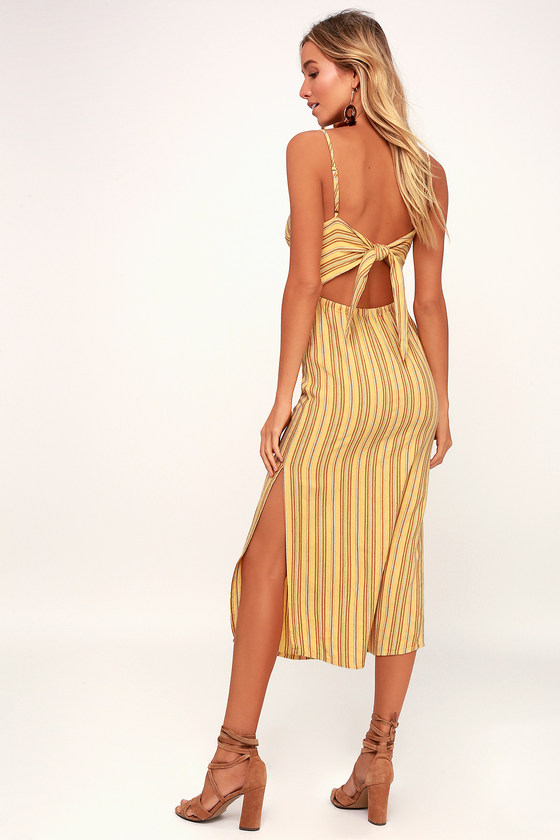 yellow and white striped sundress