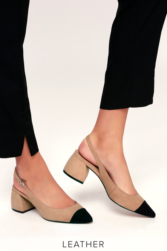 black and tan slingbacks