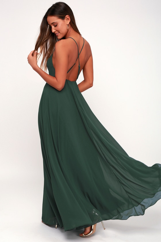 mythical kind of love dark green maxi dress