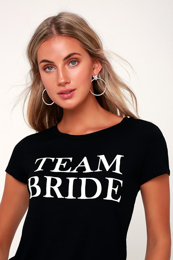 Cute Bride Tee Black Tee Shirt Team Bride Tee Bride T Shirt Lulus 