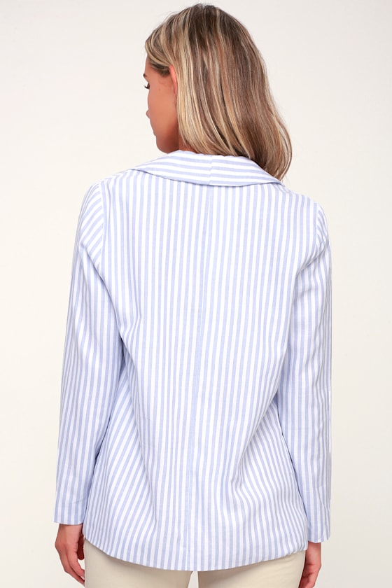 Camille Blue and White Striped Blazer 2