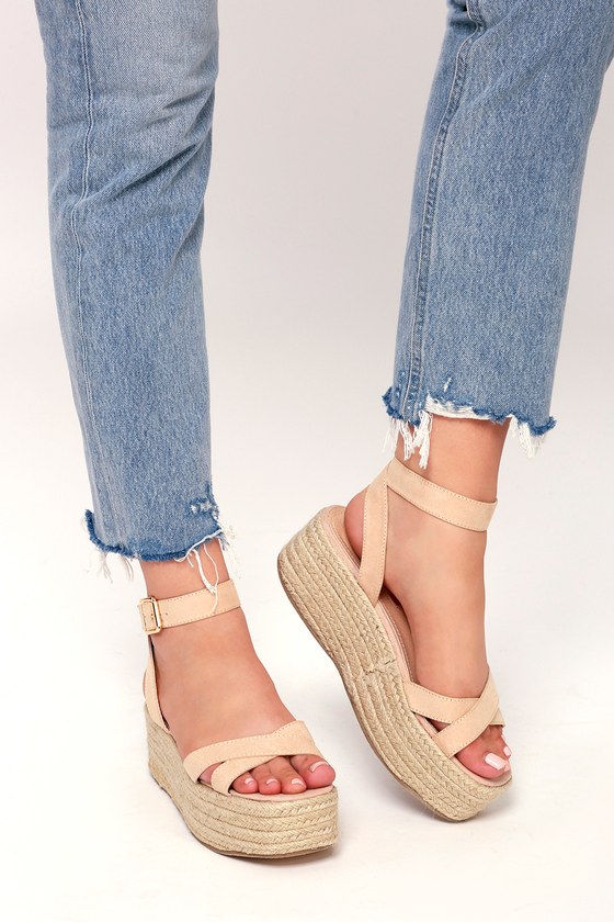 nude espadrille wedge sandals