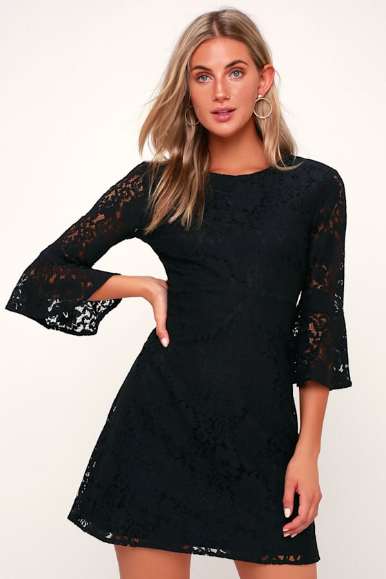 Favorite Flair Black Lace Flounce Sleeve Dress 1