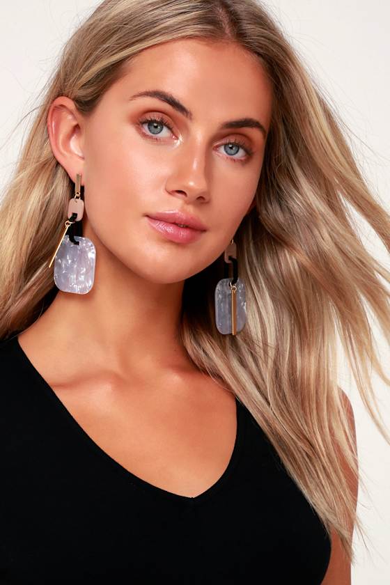 Thoroughly Modern Gold and Clear Acrylic Earrings 2