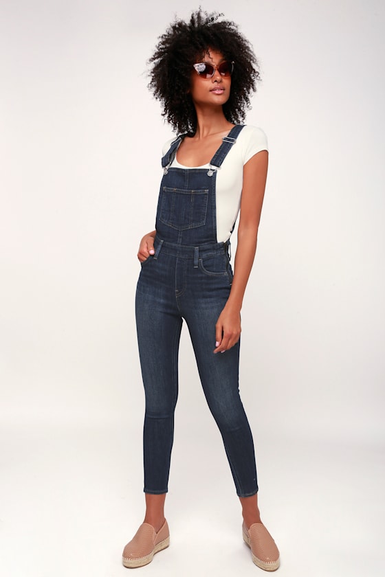 Over and Out Medium Wash Skinny Overalls 2