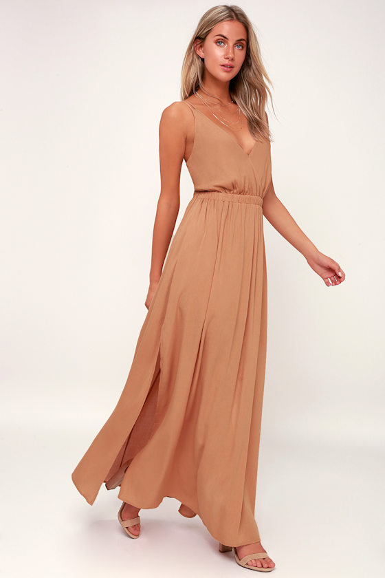 Lost in Paradise Light Brown Maxi Dress 3