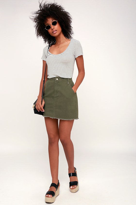 Cute Mini Skirt Olive Green Mini Skirt Denim Mini Skirt Lulus