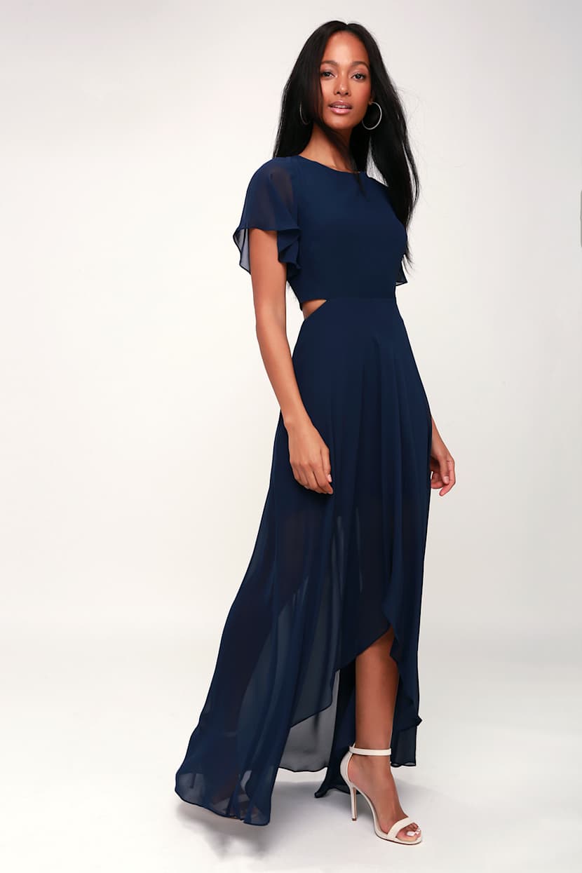 ali & jay bohemian rhapsody maxi dress Ali & Jay Bohemian Rhapsody - Navy Blue Dress - High-Low Dress