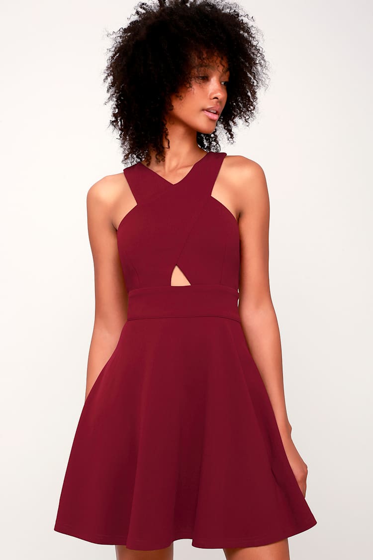 lulus burgundy skater dress Zapaka Women Sparkly Burgundy Homecoming Dress with Beading Tight Spaghetti  Straps Short Cocktail Dress  ZAPAKA
