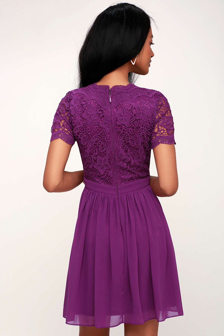 Lovely Purple Dress - Purple Skater Dress - Purple Lace Dress - Lulus