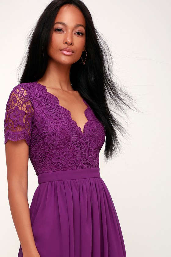 Angel in Disguise Purple Lace Skater Dress