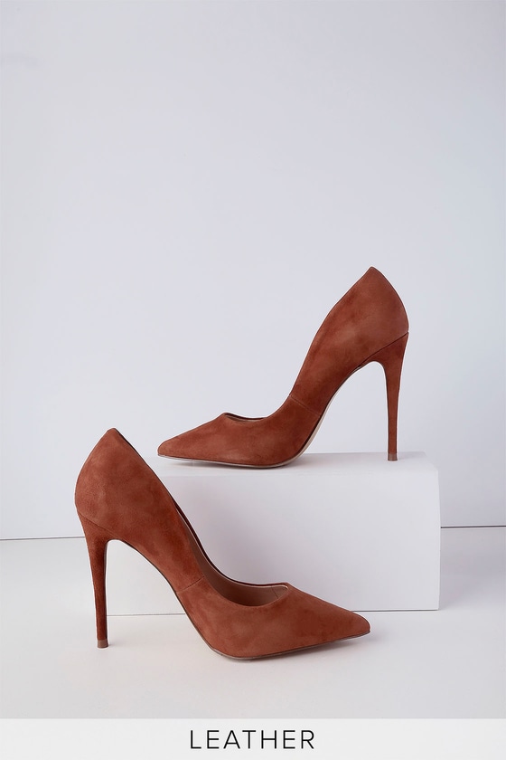 chestnut suede heels