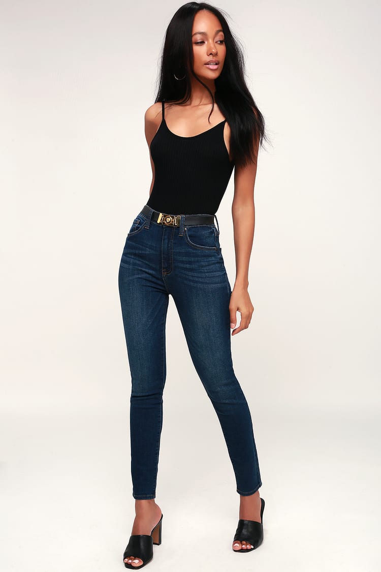 Chic Dark Wash Skinny Jeans - High-Waisted Skinny Jeans - Jeans - Lulus
