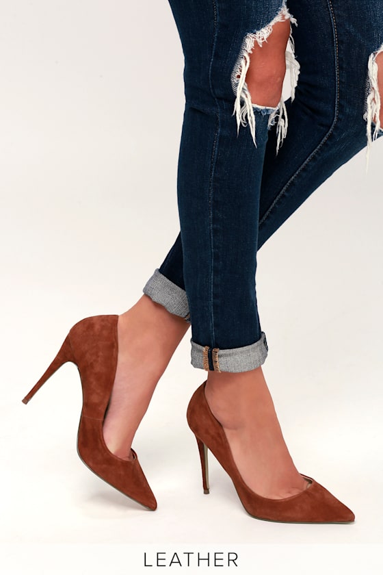Daisie Chestnut Suede Leather Pumps 2