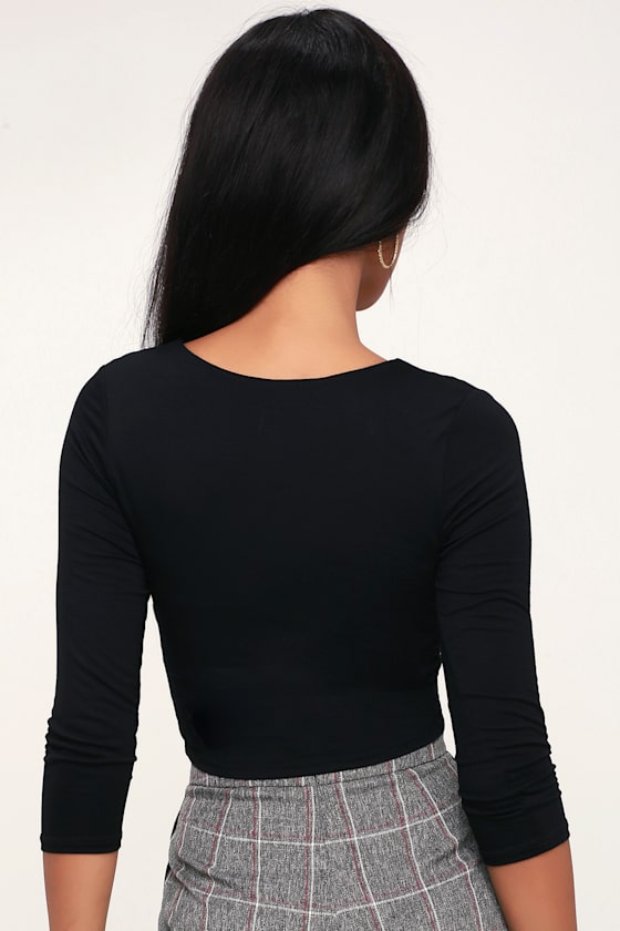 Romana Black Long Sleeve Crop Top 5