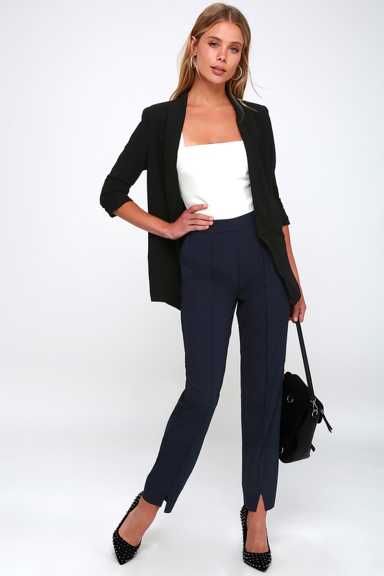 navy blue high waisted pants