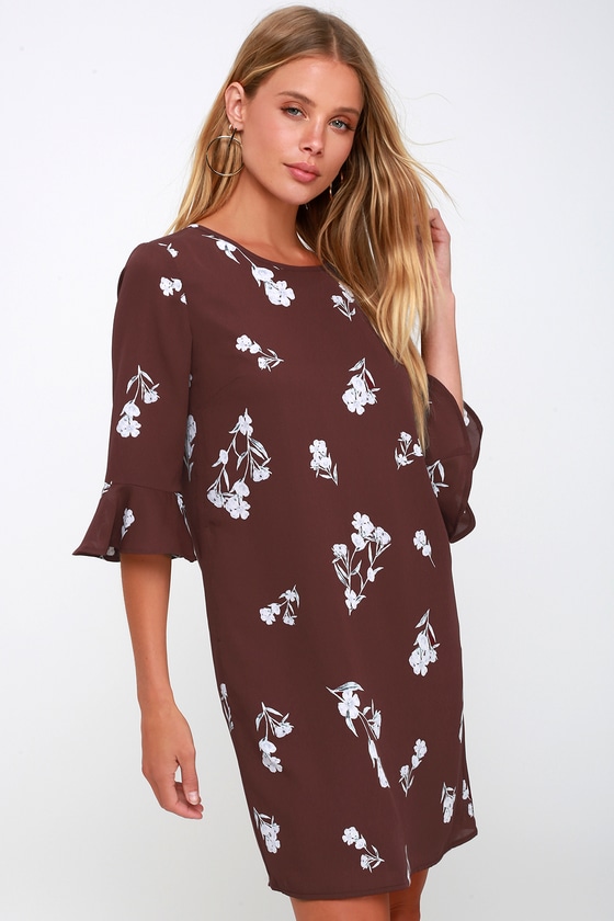 Cute Plum Purple Floral Print Dress - Floral Print Shift Dress - Lulus