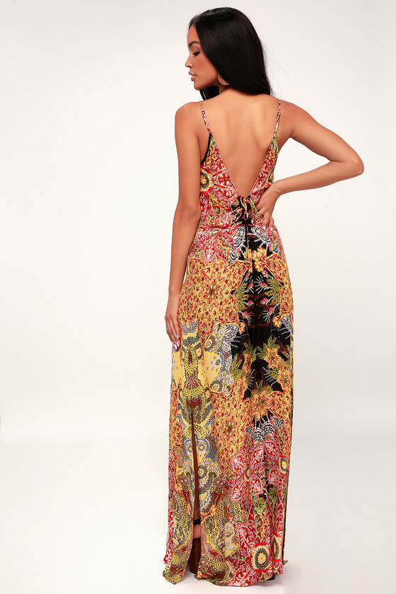 Free people claire deals printed maxi slip