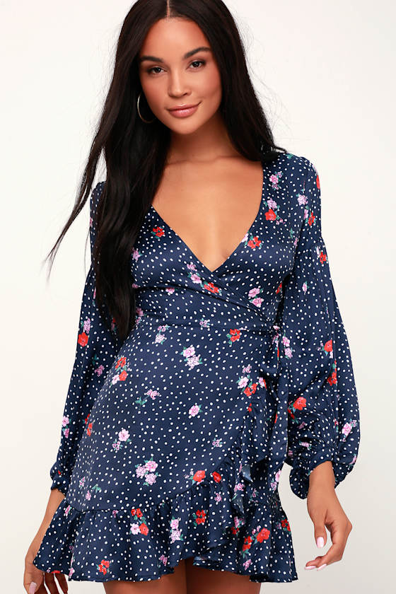 Capulet Sienna - Blue Floral Print Wrap Dress - Long Sleeve Dress - Lulus