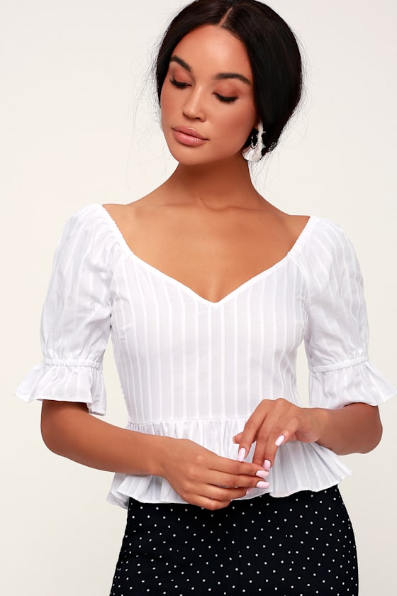 Currency White Ruffled Crop Top 2