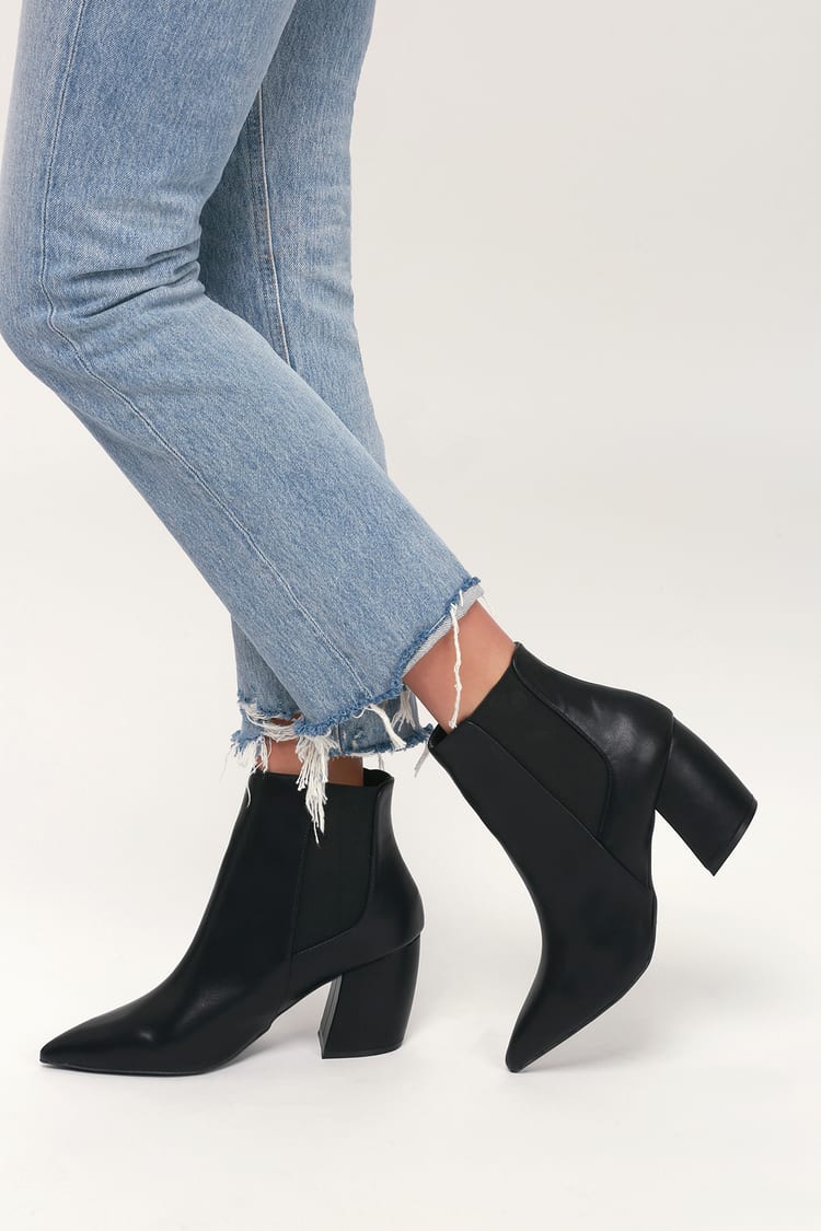 pointed black booties