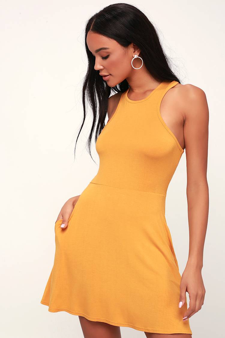 mustard skater dress Mustard Yellow Skater dress Buy Now- Chandigarhfashionweek.com