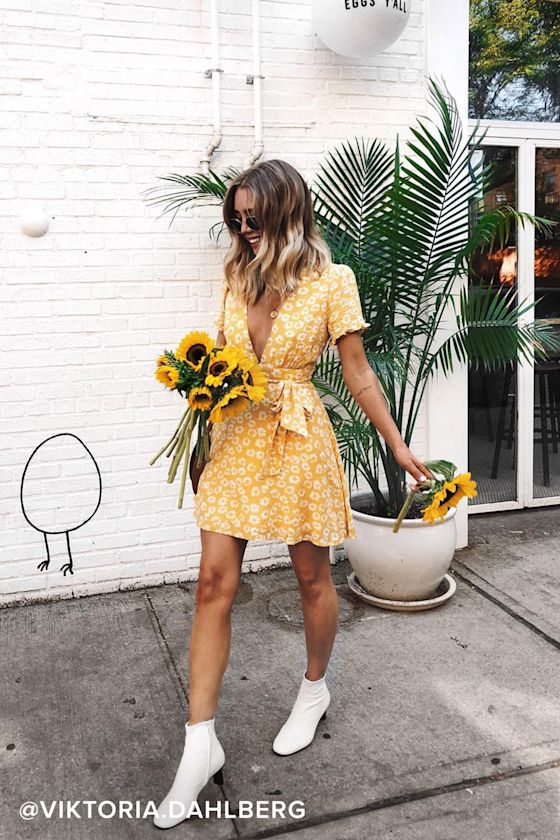 Yellow Floral Print Dress Floral Mini Dress Sundress Lulus