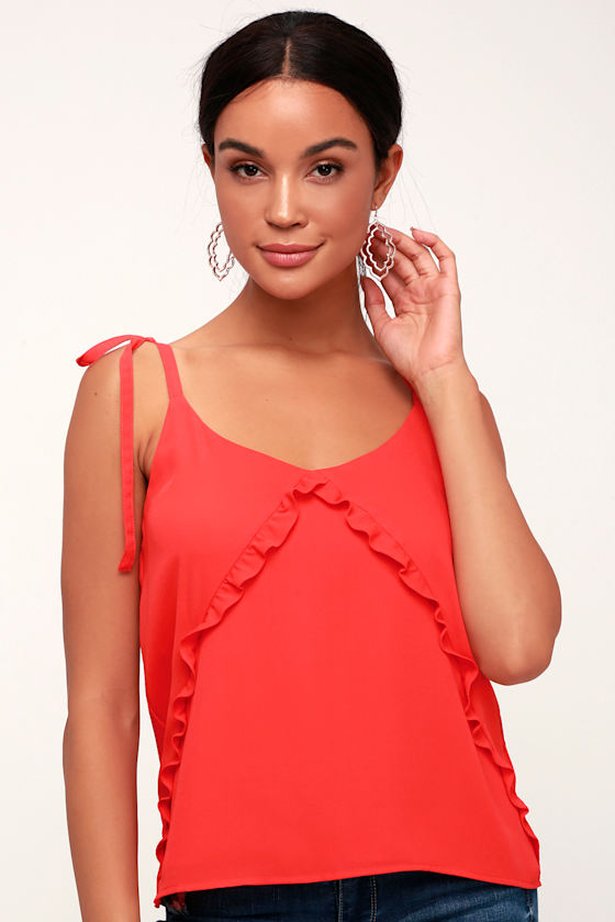coral silk tank top