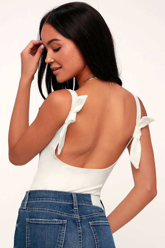 Tie Shoulder Ivory Bodysuit 3