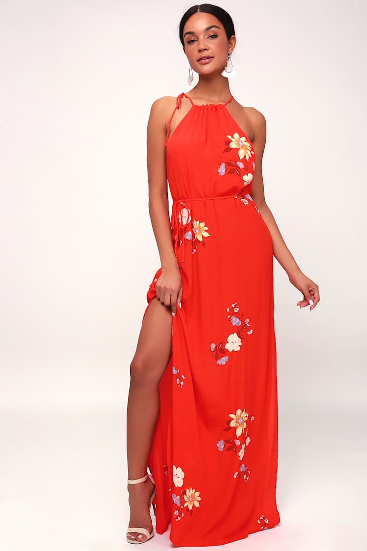 fitted lace wedding dress A.L.C. Women's Lia Draped Jersey Printed Maxi Dress Black Camel main image 0