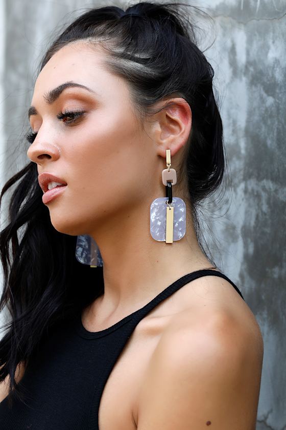 Thoroughly Modern Gold and Clear Acrylic Earrings 1