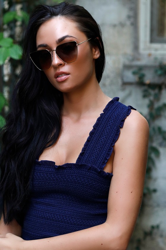 Cool Gold and Brown Sunglasses - Geometric Sunglasses - Sunnies - Lulus