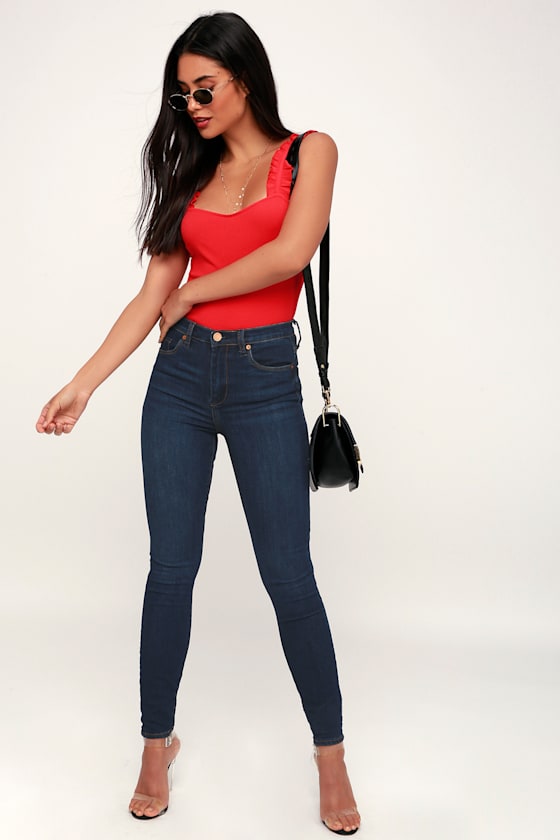 The Great Jones Dark Wash High Rise Skinny Jeans 1
