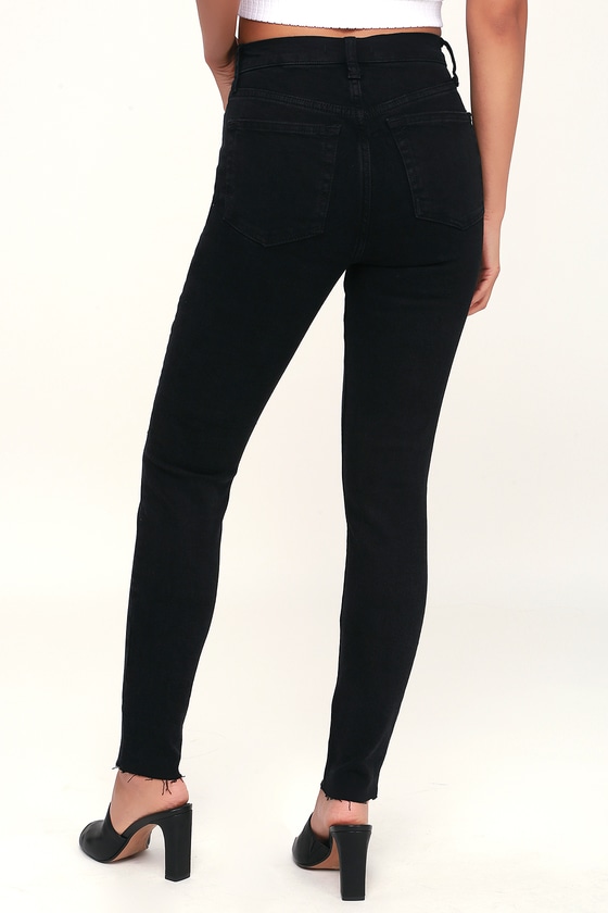 black distressed jeans women's