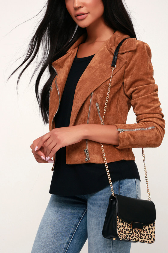 black and leopard print purse