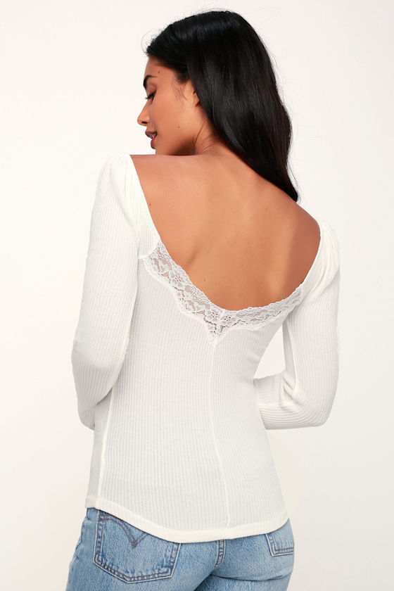 To the West Ivory Lace Long Sleeve Top 2