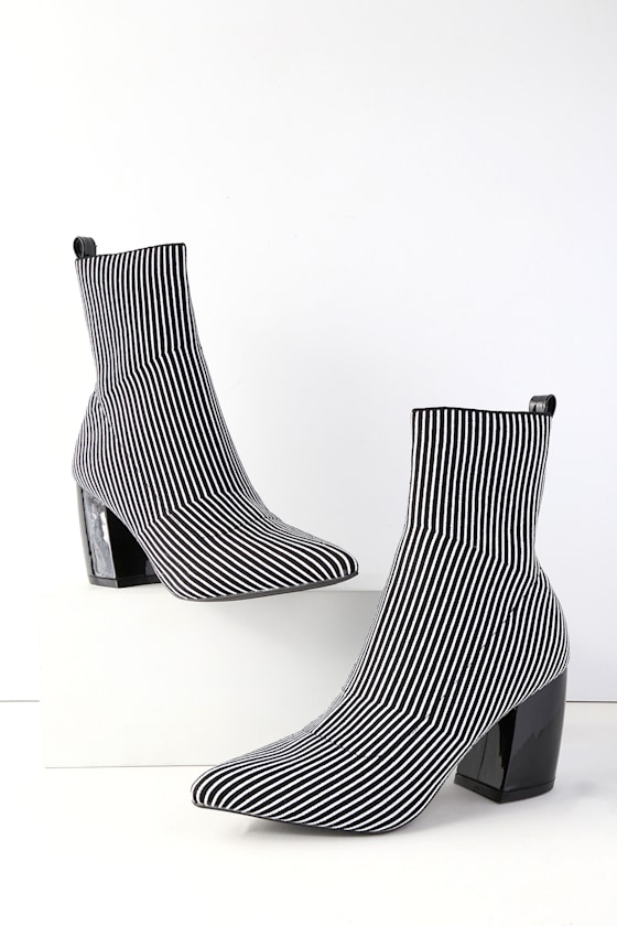 Cute Knit Boots Black and White Boots Striped Boots Lulus