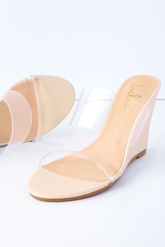 nude wedges wide