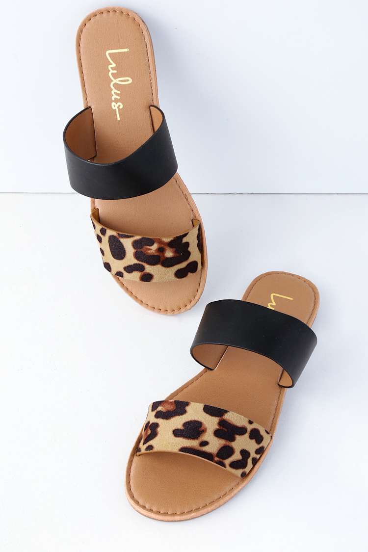 693. APL Black Slide Sandals with Beige Leopard Print Sole Amazon.com | APL: Athletic Propulsion Labs Women main image 2