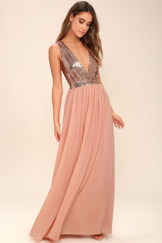 black and rose gold maxi dress