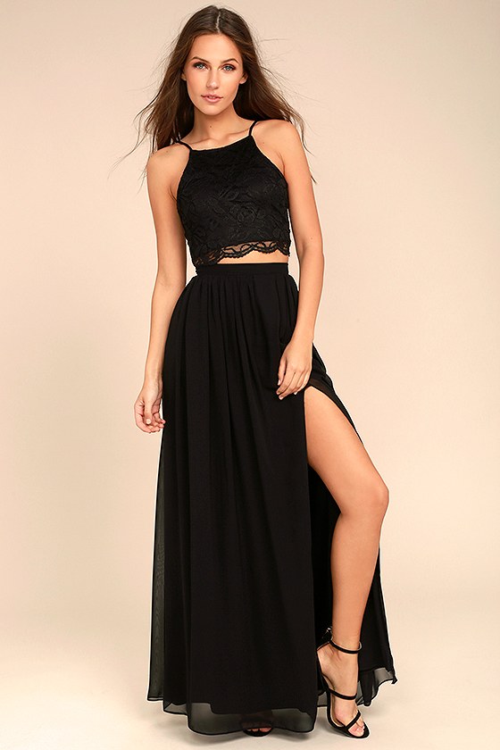 Sexy Black Dress - Lace Dress - Two-Piece Dress - Maxi Dress - Lulus