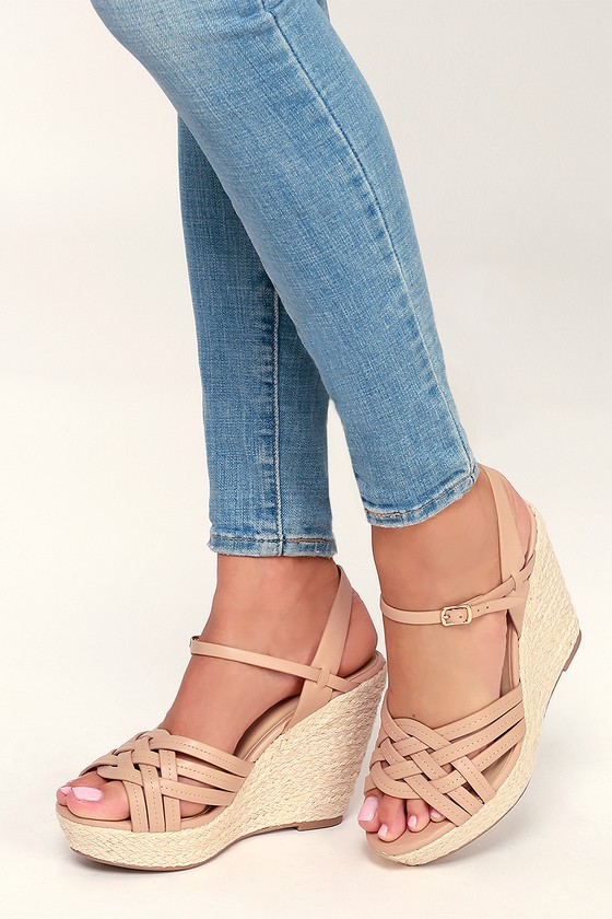tan nude wedges