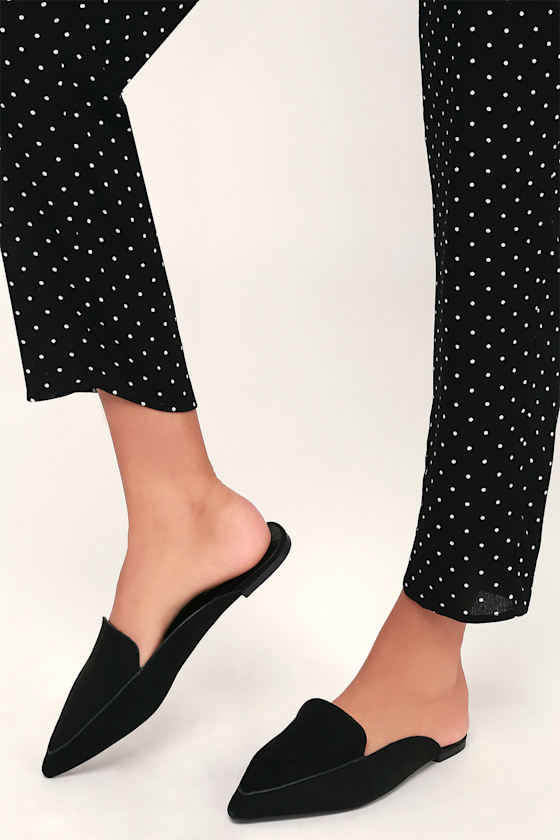 black loafer slides