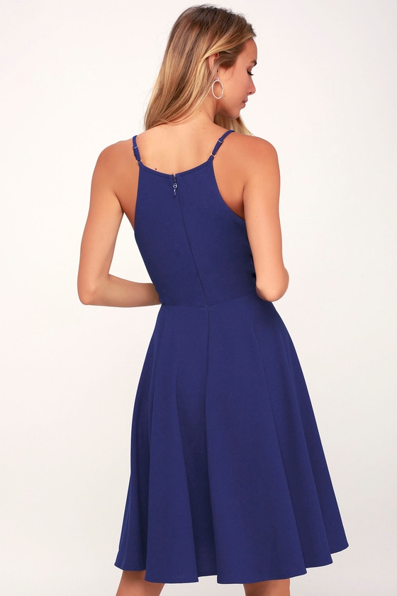 Cute Royal Blue Dress - Midi Dress - Fit and Flare Dress - Lulus