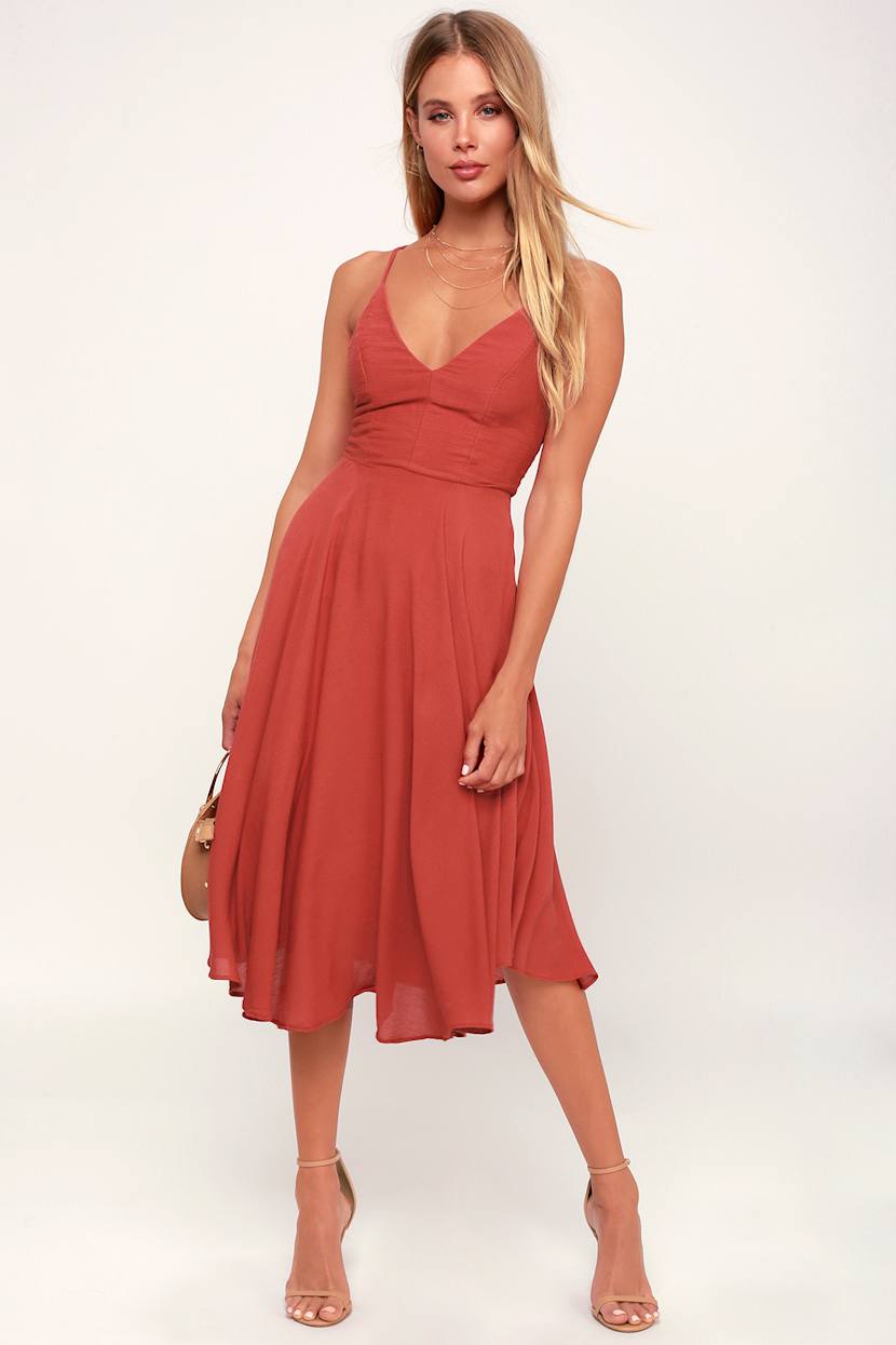 rust red dress