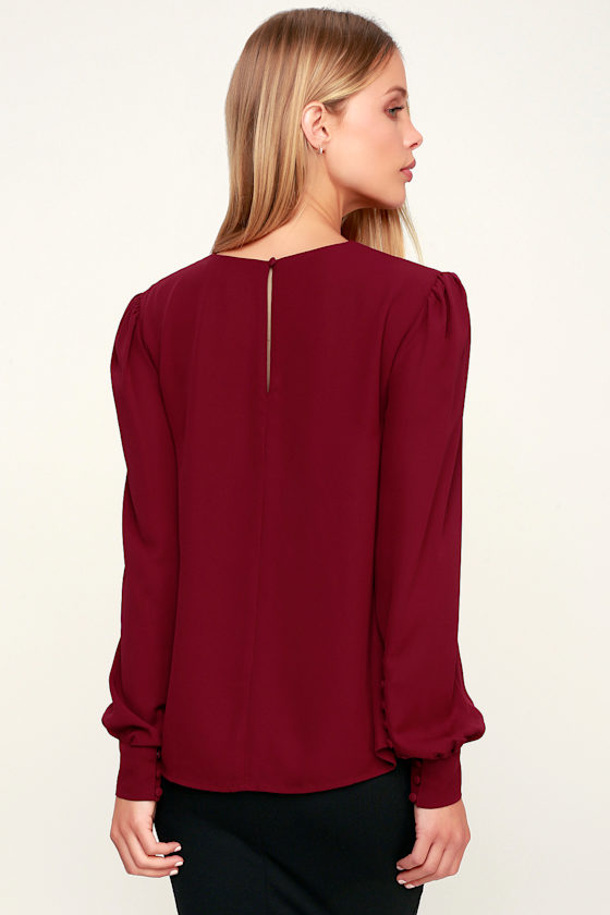 Pleasure to Meet You Burgundy Long Sleeve Top 5