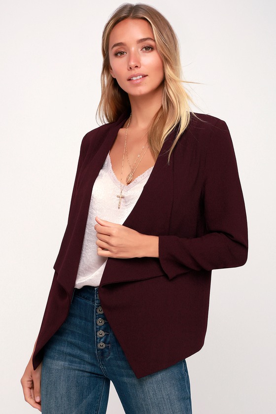 burgundy blazer outfit women